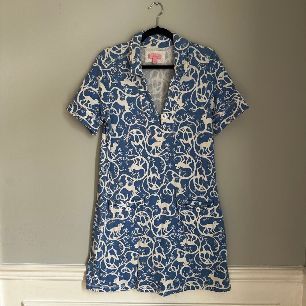 Lilly Pulitzer Monkey Print Terry Cloth Swim Coverup Size Medium